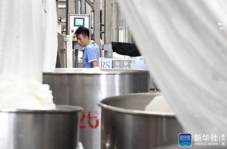&uarr;9月8日，来自定西的马伟刚在福建东龙针纺有限公司染整厂操作印染机器。新华社记者 林善传 摄